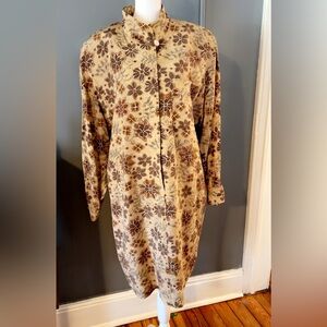 Vintage Gillian 100% Silk Floral Button-Up Dress